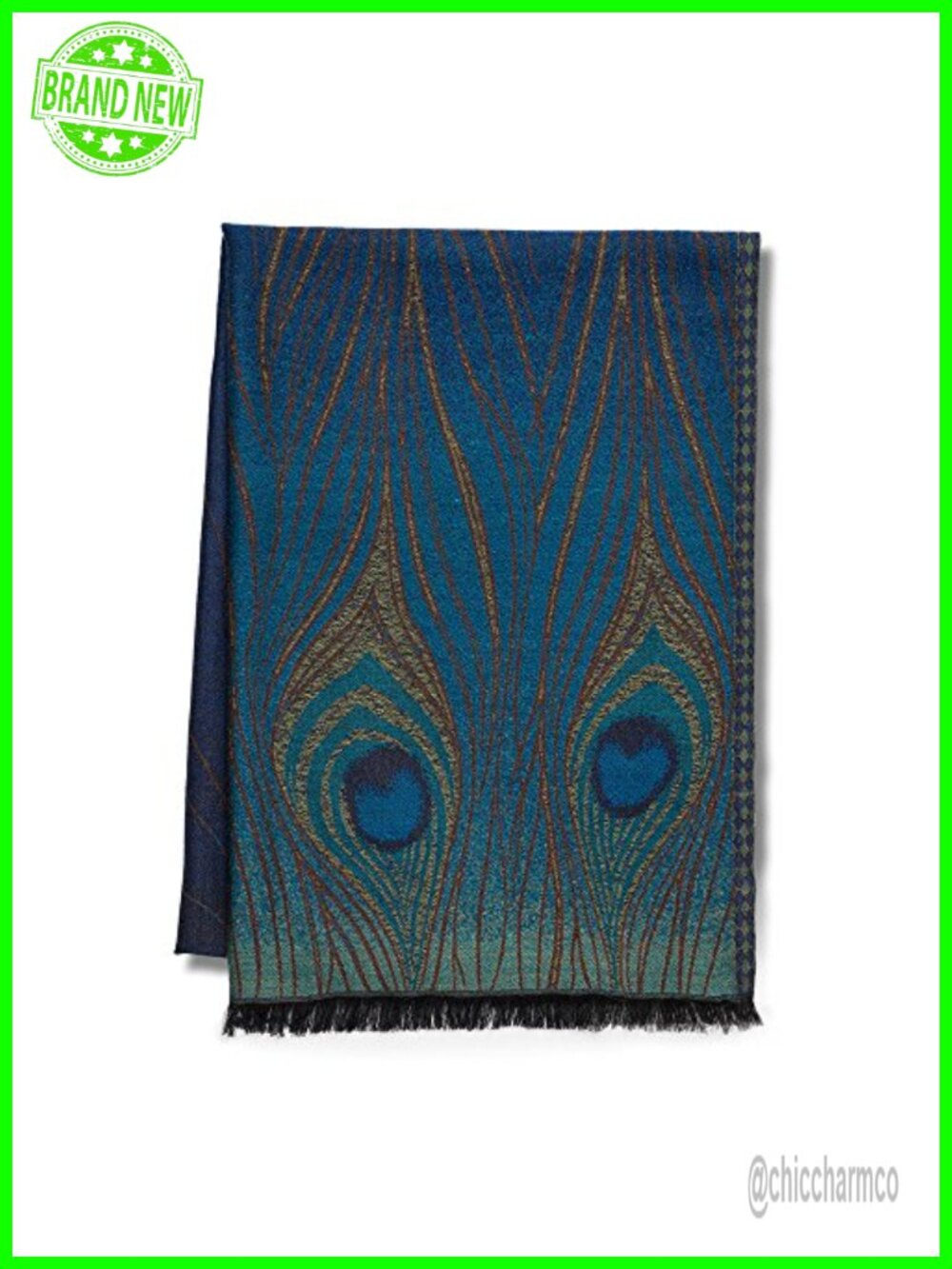 Wool Viscose Silk Peacock Shawl Wrap Evening Day Scarf 79x28